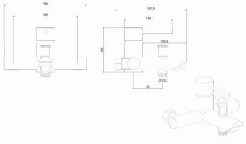 Смеситель для ванны Allen Brau Glority 5.51003-00 Хром латунь на стену