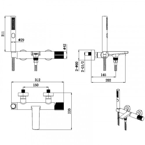 Смеситель для ванны Allen Brau Liberty 5.33006-00 Хром латунь на стену
