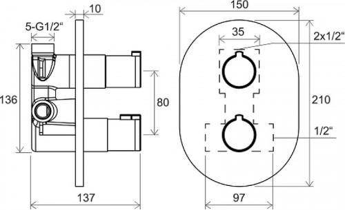 Смеситель для душа Ravak Chrome CR 063.00 X070094 с термостатом Хром латунь встраиваемый