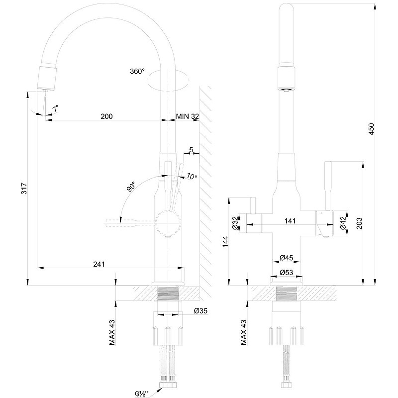 Смеситель для кухни Lemark Expert LM5083BL-Black цвет Черный матовый