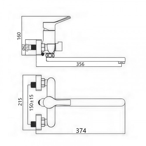 Смеситель для ванны Maretti Elena EA32RP163-D универсальный цвет Хром