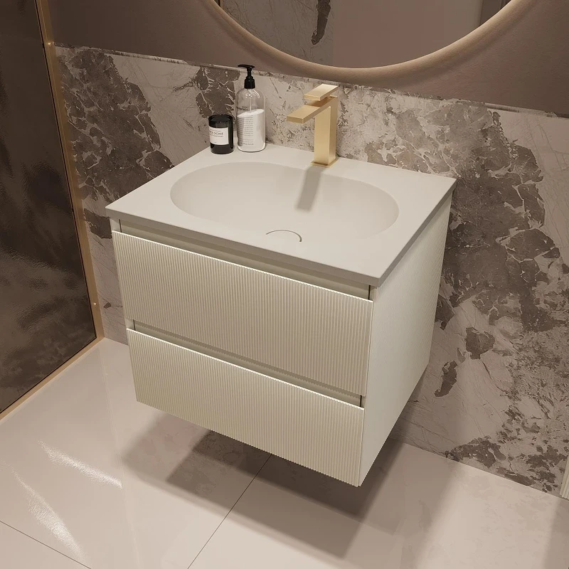 Тумба под раковину Vincea Велле (Welle) 60 VMC-2WL600MBG подвесная цвет M.Beige Soft-touch