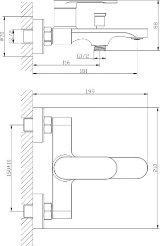 Смеситель для ванны DIWO Орёл ORL-06b цвет Черный матовый