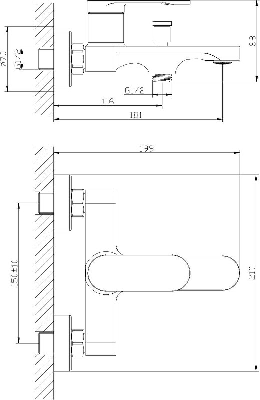 Смеситель для ванны DIWO Орёл ORL-06b цвет Черный матовый