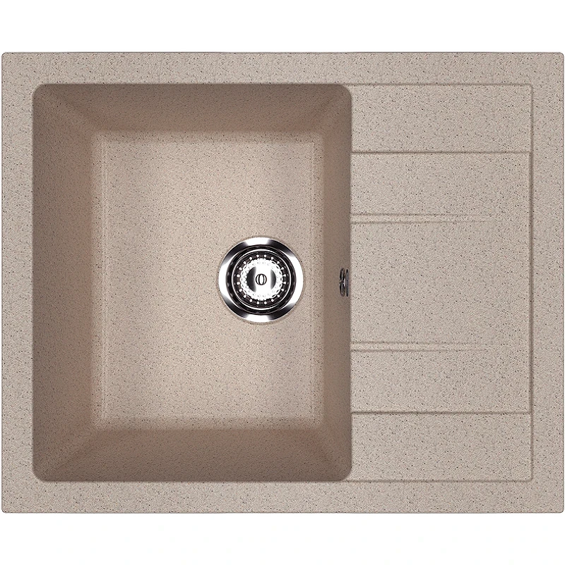 Кухонная мойка Ulgran Classic U-607-302 Песочная искусственный камень (литьевой мрамор) встраиваемый