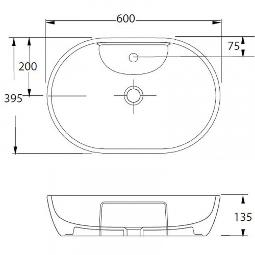 Раковина beWash Bogen 60 88611173 Латте фарфор накладная
