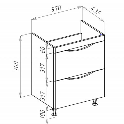 Тумба под раковину Bellezza Санриса 60 4630109660018 Белая МДФ / ЛДСП