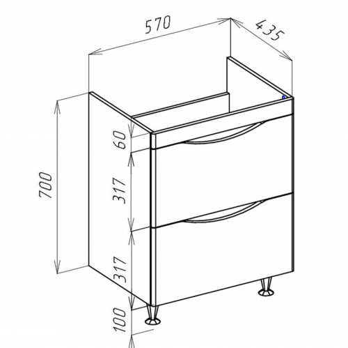 Тумба под раковину Bellezza Санриса 60 4630109660018 Белая МДФ / ЛДСП