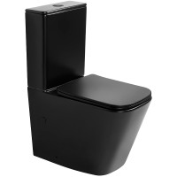 Унитаз компакт Abber Rechteck AC1210TMB Черный матовый с бачком и сиденьем Микролифт фаянс напольный