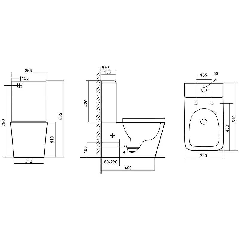 Унитаз компакт Abber Rechteck AC1210TMB Черный матовый с бачком и сиденьем Микролифт фаянс напольный