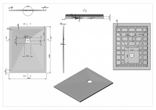 Душевой поддон из искусственного камня Esbano Flat ESP-FT108A 100x80 ESPFT108A цвет Антрацит