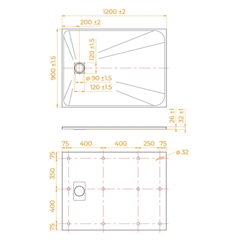 Душевой поддон из стеклопластика RGW TSS-W 120x90 553502912-01 Белый