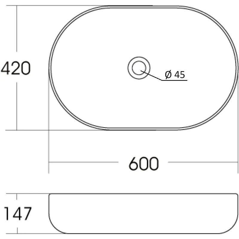 Раковина-чаша Orange 60 B08-600W Белая глянцевая фарфор накладная