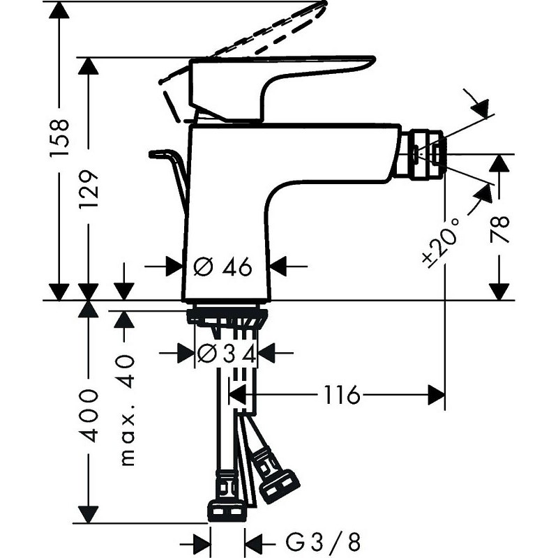 Смеситель для биде Hansgrohe Talis E 71720340 Шлифованный черный хром латунь