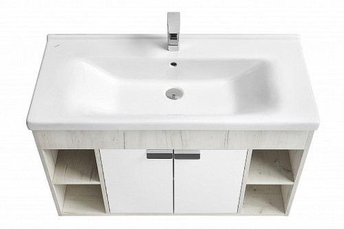 Тумба под раковину Aquaton Флай 100 1A237501FAX10 Белая Дуб крафт МДФ / ЛДСП