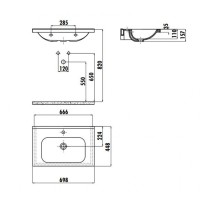 Раковина Creavit Ideal 70 ID070-00CB00E-0000 Белая фарфор подвесная, полувстраиваемая