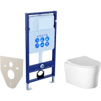 Комплект унитаза с инсталляцией Aquatek Set Aquatek Ника с сиденьем Микролифт фарфор подвесной
