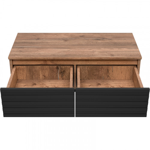 Тумба Brevita Dakota 80 DAK-009080-19-022Я подвесная Черный кварц Дуб Галифакс олово МДФ / ЛДСП