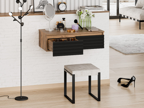 Тумба Brevita Dakota 80 DAK-009080-19-022Я подвесная Черный кварц Дуб Галифакс олово МДФ / ЛДСП