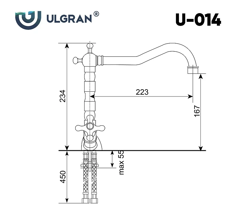 Смеситель для кухни Ulgran Classic U-014 Бронза латунь