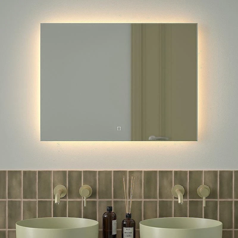 Зеркало Defesto Glow 80х60 DF 2517SH с подсветкой 25W-3000К/с фацетом/Сенсорный выключатель/Теплый белый свет