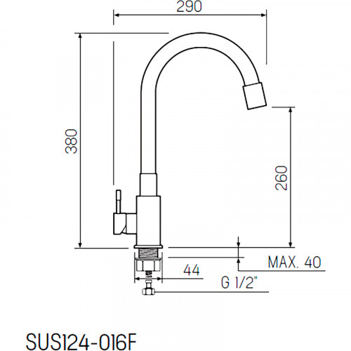 Смеситель для кухни Ростовская Мануфактура Сантехники SUS124BL-016F Нержавеющая сталь Черный