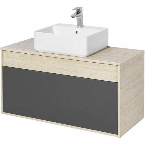 Тумба под раковину Aquaton Лофт Урбан 100 1A247701LQX60 подвесная Cерый графит Дуб орегон МДФ / ЛДСП