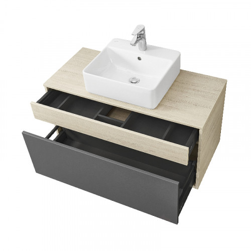 Тумба под раковину Aquaton Лофт Урбан 100 1A247701LQX60 подвесная Cерый графит Дуб орегон МДФ / ЛДСП