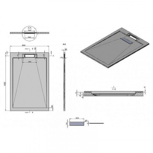 Душевой поддон из искусственного камня Esbano Luxe ESP-LX128G 120x80 ESPLX 128G Серый матовый