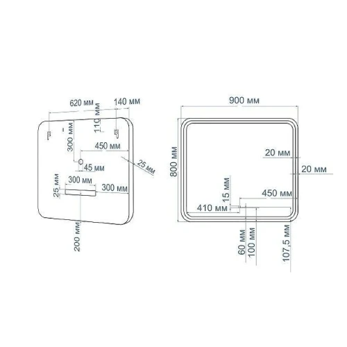 Зеркало Art&Max Genova AM-Gen-900-800-DS-F с подсветкой с сенсорным выключателем Черное стекло
