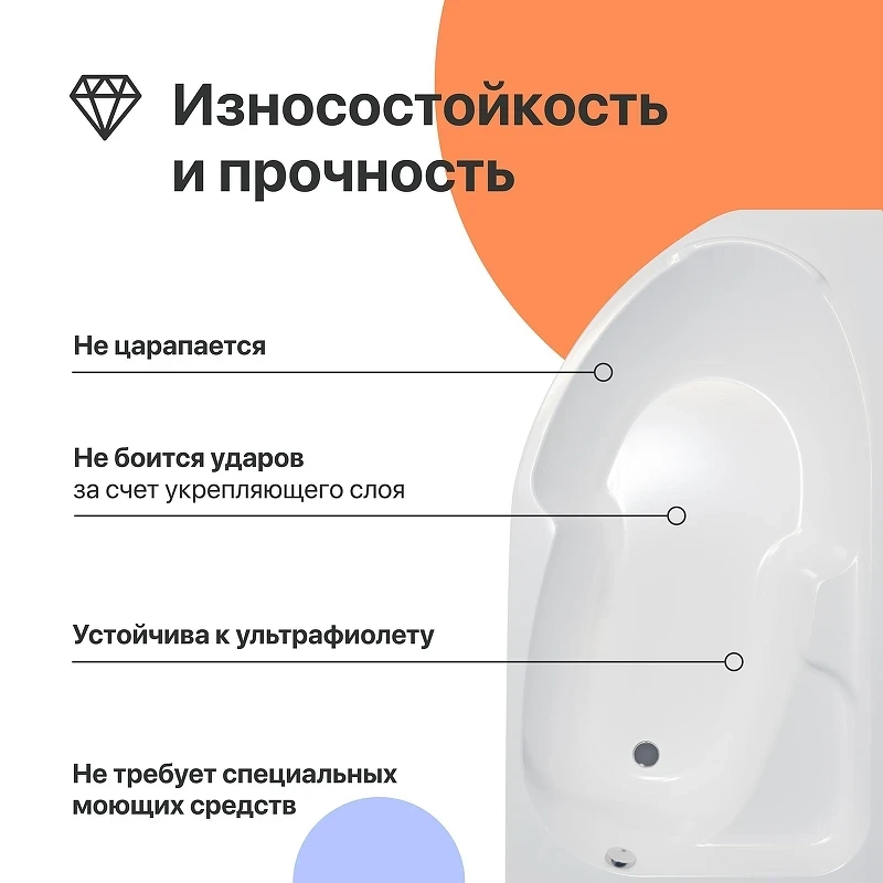 Акриловая ванна DIWO Сочи 170х95 R цвет Белый