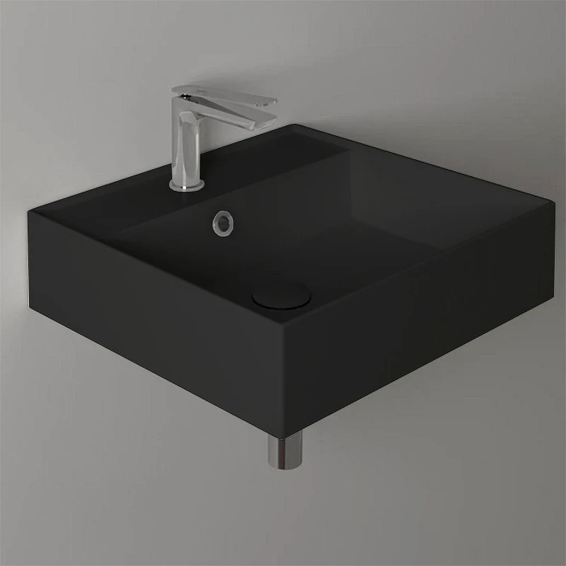 Раковина Simas Agile 51 AG51 nero matt*1 Черная матовая фарфор подвесная, полувстраиваемая