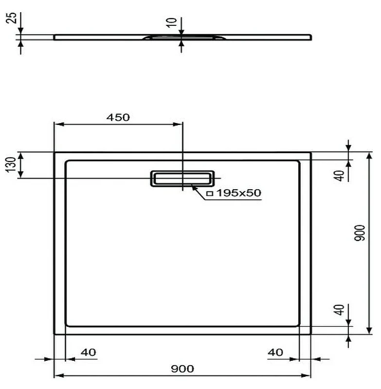 Акриловый поддон для душа Ideal Standard Ultraflat New 90х90 T4467V3 Черный шелк