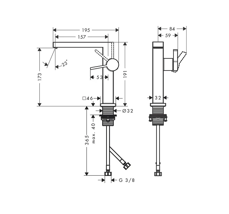 Смеситель для раковины Hansgrohe Tecturis E 73040000 цвет Хром