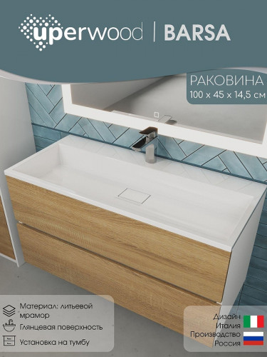 Раковина Uperwood Barsa 100 293020531 цвет Белый глянцевый