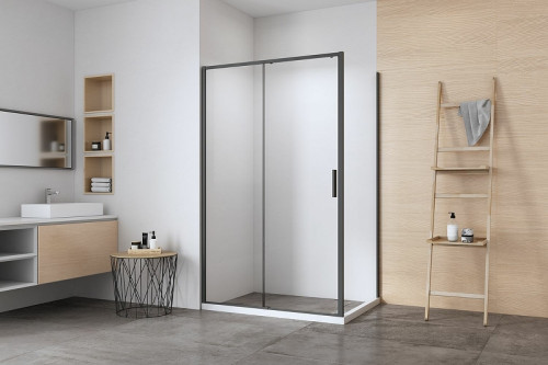 Душевая стенка Aquanet Pleasure Evo AE65-F90-BT 90 312549 профиль Черный стекло прозрачное