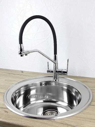 Смеситель для кухни Viko V-5512 Хром Черный латунь