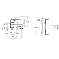 Смеситель для ванны Vitra Root Square A4273736EXP Черный матовый латунь на стену