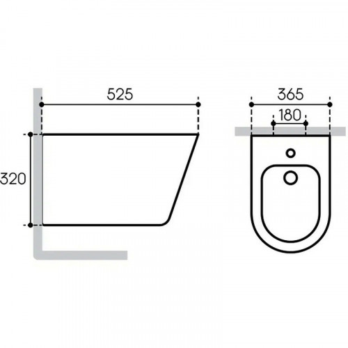 Биде Aqueduto Cone CON0330 подвесное Серое матовое