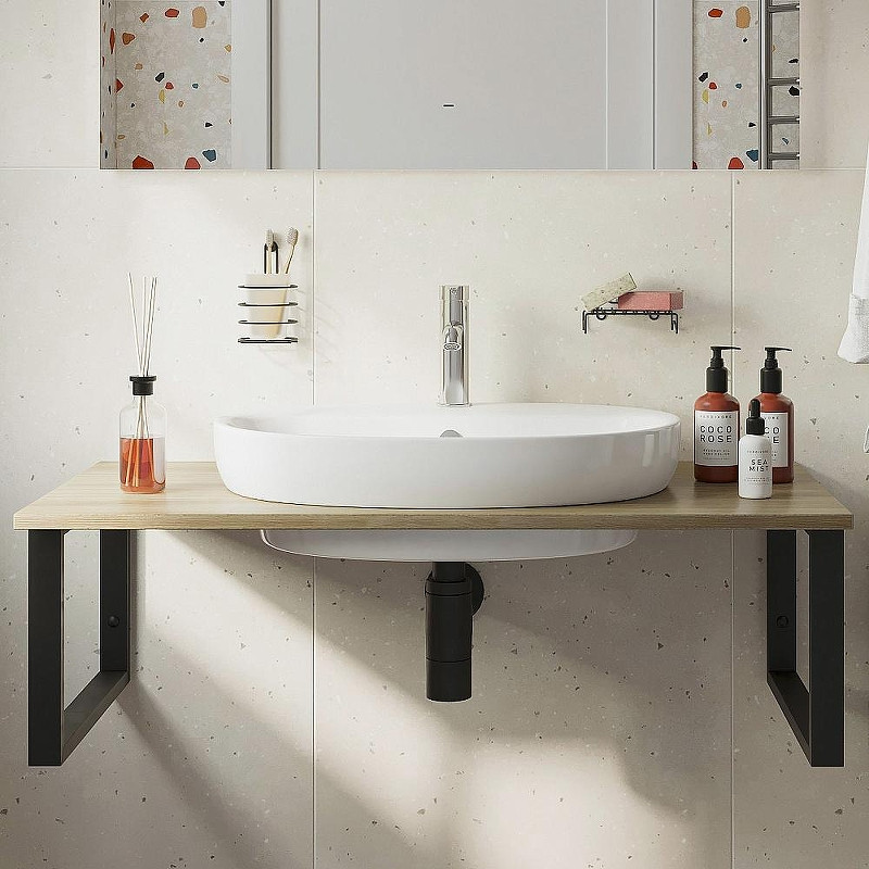 Комплект мебели для ванной DIWO Элиста 100 подвесной цвет Черный муар Светлое дерево