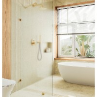 Душевая перегородка Maybah Glass MGD-269-3 890x1950 коннектор стена-стекло Золото стекло сатиновое