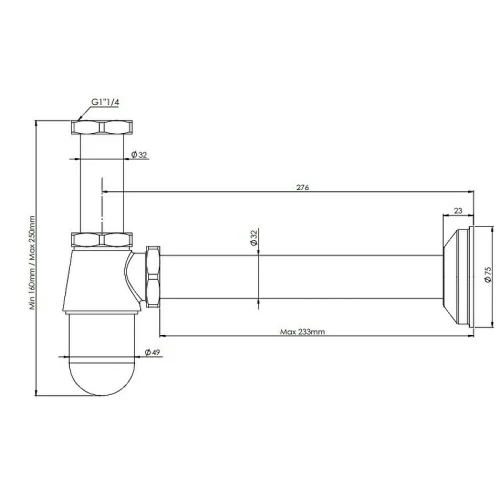 Сифон для раковины Remer 970114DO Золото глянцевое