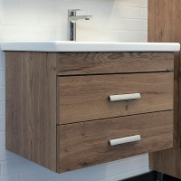 Тумба с раковиной Comforty Никосия 70П 00-00008855 подвесная Дуб темный МДФ / ЛДСП