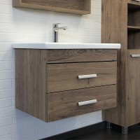 Тумба с раковиной Comforty Никосия 70П 00-00008855 подвесная Дуб темный МДФ / ЛДСП