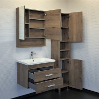 Тумба с раковиной Comforty Никосия 70П 00-00008855 подвесная Дуб темный МДФ / ЛДСП