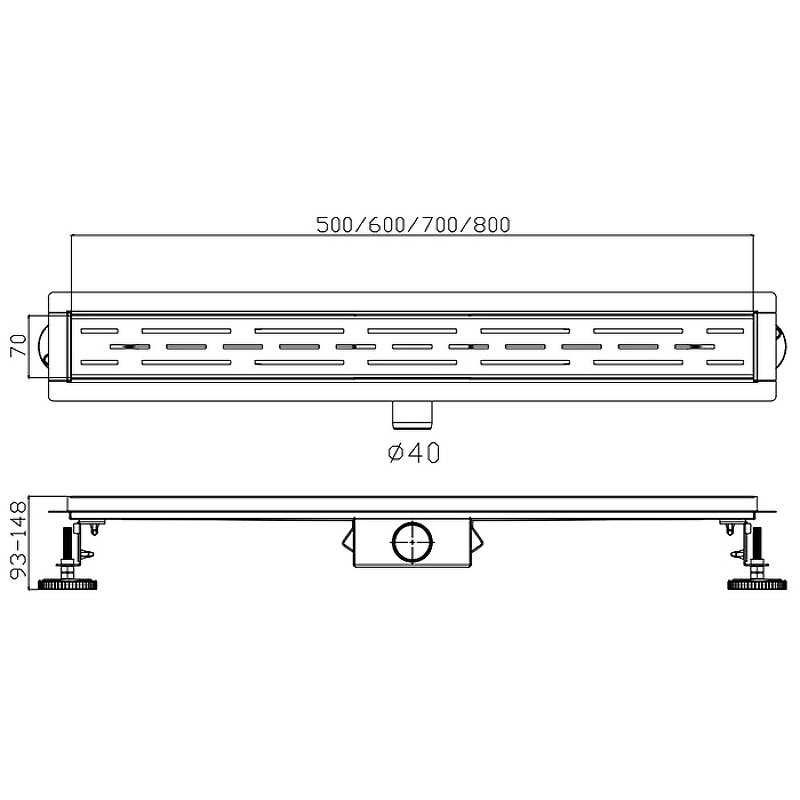 Душевой лоток Haiba 800x70 HB91800-3 с решеткой Оружейная сталь