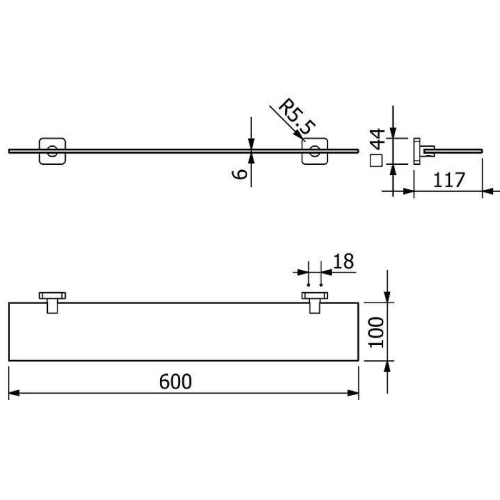 Стеклянная полка Kludi Vela S 2597339 Черная матовая