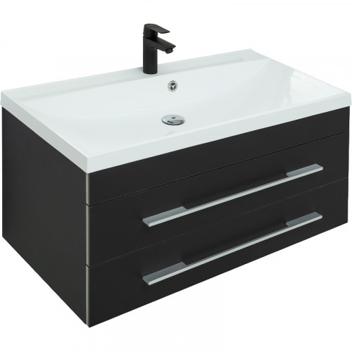 Тумба под раковину Aquanet Верона 90 272429 подвесная Черная матовая МДФ / ЛДСП