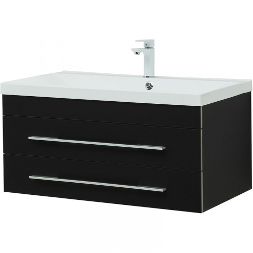 Тумба под раковину Aquanet Верона 90 272429 подвесная Черная матовая МДФ / ЛДСП