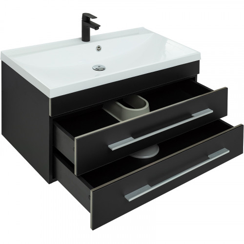 Тумба под раковину Aquanet Верона 90 272429 подвесная Черная матовая МДФ / ЛДСП